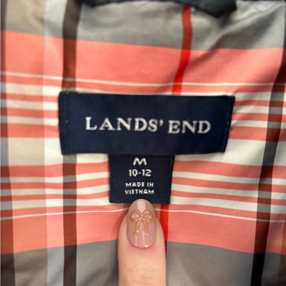 Lands’ End Navy / Plaid Quilted Jacket Medium - Picture 5 of 6